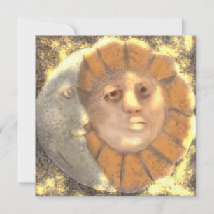 Reliefs-Artwork-Design von Sonne und Mond Feiertagskarte