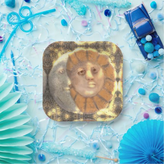 Reliefs-Artwork-Design von Sonne und Mond Pappteller (Party)