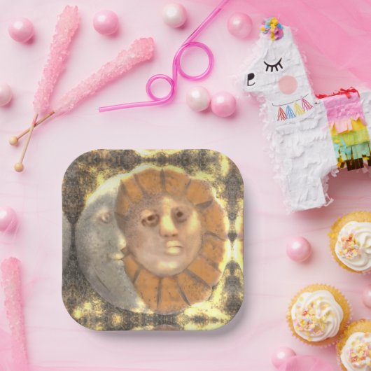Reliefs-Artwork-Design von Sonne und Mond Pappteller (Party)