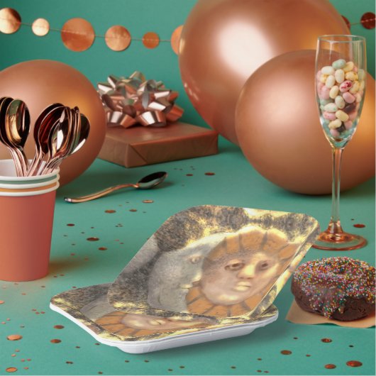 Reliefs-Artwork-Design von Sonne und Mond Pappteller (Multi)