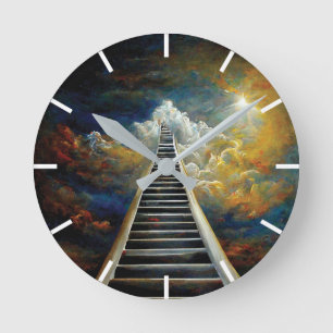 Religion and Afterlife Painting Stairway To Heaven Runde Wanduhr