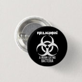 Religion: Ein Gehirn-Essen Bakterien (Knopf) Button (Vorne & Hinten)
