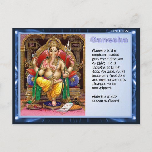 Religion, Hinduismus, Ganesha Postkarte (Vorderseite)