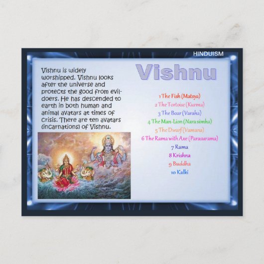 Religion, hinduistische Götter, Vishnu Postkarte (Vorderseite)