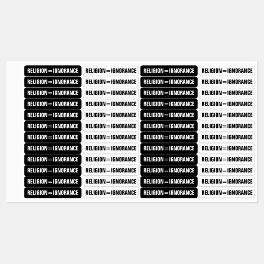 Religion = Ignoranz Etiketten (Blatt)
