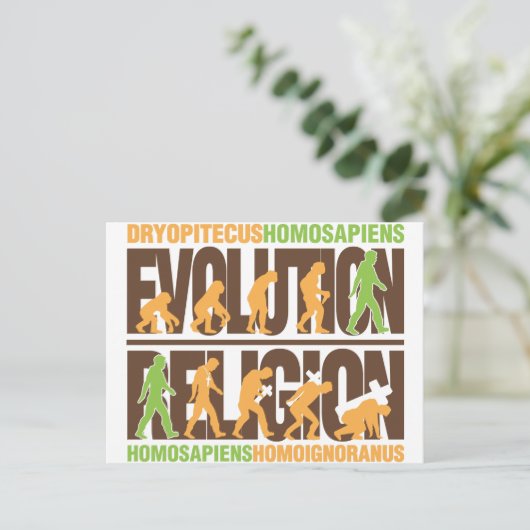 Religion Vs Evolution Postkarte (Stehend Vorderseite)