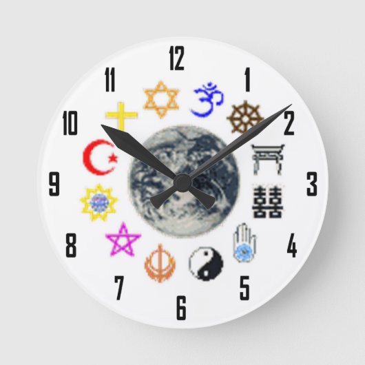 RELIGIONEN DER WELT RUNDE WANDUHR (Vorderseite)