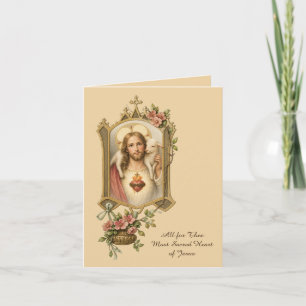 Religiös Katholisch Jesus Heiliges Herz Traditione Dankeskarte