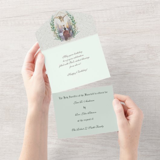 Religiös-katholische Masse bietet Jungfrau Mary al All In One Einladung (Abreißen)