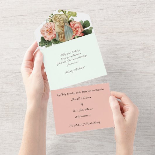 Religiös-katholische Messe bietet Jungfrau Maria J All In One Einladung (Abreißen)