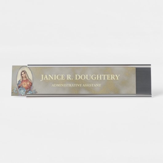 Religiös-katholische Unbefleckte Herz-Jungfrau Mar Schreibtischnamensplakette (Vorderseite )