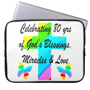 RELIGIÖS PERSONALISIERTE 80. GEBURTSTAG-DESIGN LAPTOPSCHUTZHÜLLE