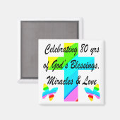 RELIGIÖS PERSONALISIERTE 80. GEBURTSTAG-DESIGN MAGNET (Vorderseite/Rückseite)
