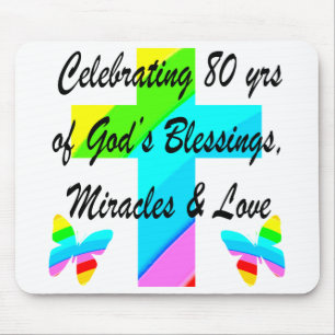 RELIGIÖS PERSONALISIERTE 80. GEBURTSTAG-DESIGN MOUSEPAD