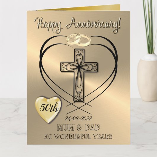 Religiöse 50-jährige Jubiläumskarte für Mama und V Karte (Vorderseite)