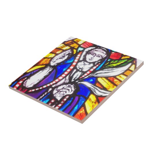 Religiöse Abbildung des beschädigten Glasfensters Fliese (Seite)