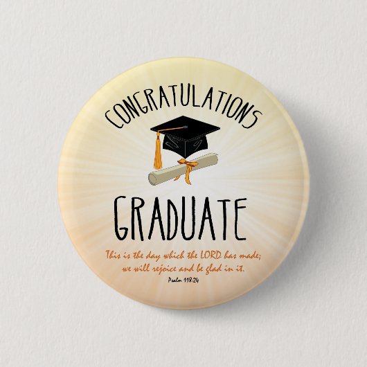 Religiöse Abschluss Gold Sternexplosion mit Black  Button (Vorderseite)