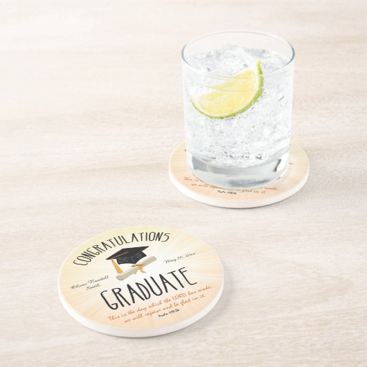 Religiöse Abschluss Gold Sternexplosion mit Black  Getränkeuntersetzer (Seite)