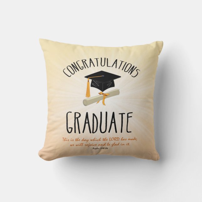 Religiöse Abschluss Gold Sternexplosion mit Black  Kissen (Vorderseite)