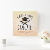 Religiöse Abschluss Gold Sternexplosion mit Black  Quadratische Wanduhr (Zuhause)