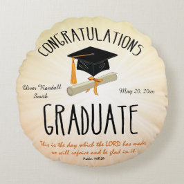 Religiöse Abschluss Gold Sternexplosion mit Black  Rundes Kissen