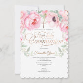 Religiöse, Aquarellfarben-Blume, Erste Gemeinschaf Einladung (Vorderseite)