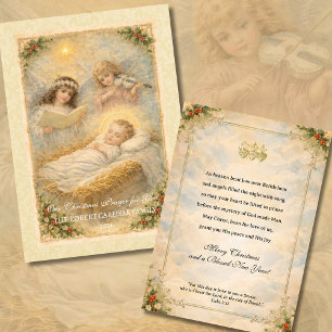Religiöse Baby-Jesus-Engel-Schrift Feiertagskarte