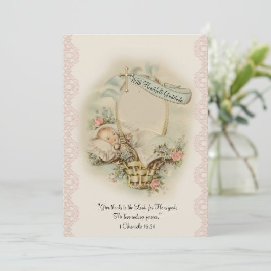Religiöse Babydusche Danke Vintag (Stehend Vorderseite)