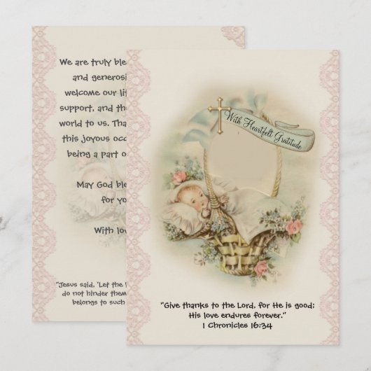 Religiöse Babydusche Danke Vintag (Vorne/Hinten)