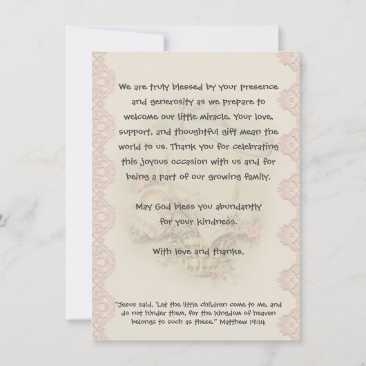 Religiöse Babydusche Danke Vintag (Rückseite)