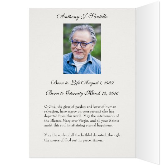 Religiöse Beerdigung Beileid Jungfrau Mary Danke (Innen (Links))