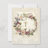 Religiöse Beerdigung Kruzifix Blumenreath Mitteilungskarte (Vorderseite)