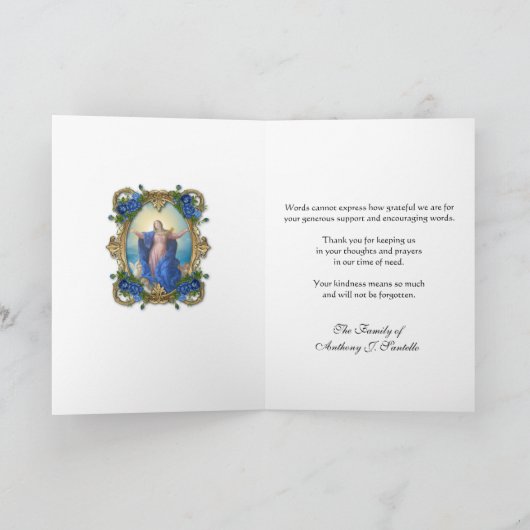 Religiöse Beileid Beerdigung Danke, Jungfrau Mary Dankeskarte (Innenseite)