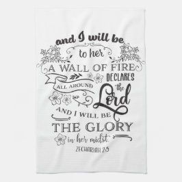 Religiöse Bibel-Zitat Zechariah 2:5 Wand des Geschirrtuch