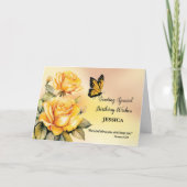Religiöse Birthday Yellow Roses Monarch Butterfly Karte (Vorderseite)