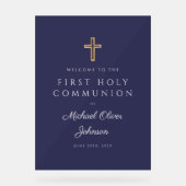 Religiöse Blaue Junge der Marine Begrüßung Acrylschild (Vorderseite)