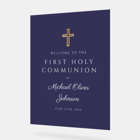 Religiöse Blaue Junge der Marine Begrüßung Acrylschild (Winkel)