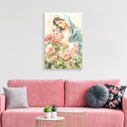 Religiöse Bloral gesegnete Mary Leinwanddruck (Insitu (Wohnzimmer))