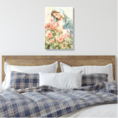 Religiöse Bloral gesegnete Mary Leinwanddruck (Insitu (Schlafzimmer))
