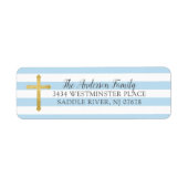 Religiöse Blue & Gold Cross Rücksendeadresse (Vorne)