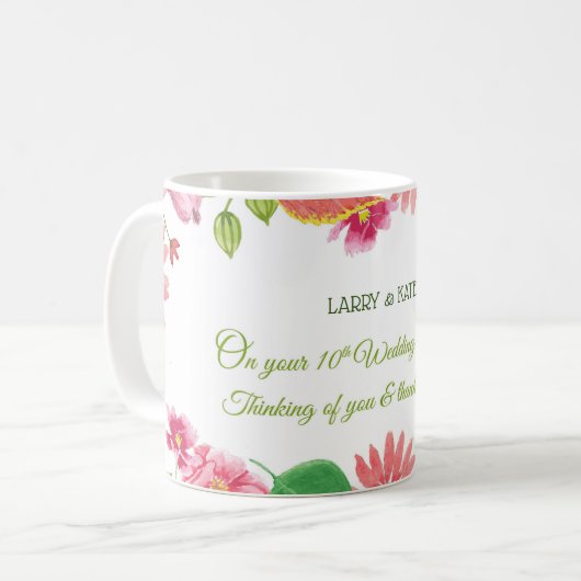 Religiöse Blume zum 10. Hochzeitstag Kaffeetasse (Vorderseite Links)