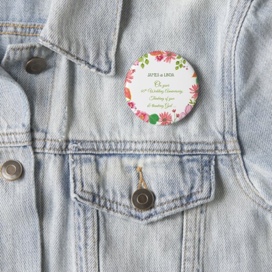 Religiöse Blume zum 40. Hochzeitstag Button (Beispiel)