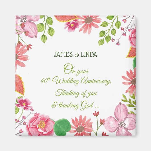 Religiöse Blume zum 40. Hochzeitstag Magnet (Vorne)