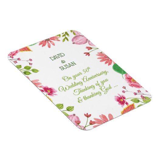 Religiöse Blume zum 50. Hochzeitstag Magnet (Rechte Seite)