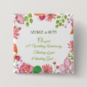 Religiöse Blume zum 65. Hochzeitstag Button (Vorderseite)