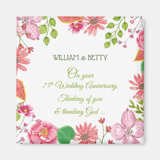 Religiöse Blume zum 75. Hochzeitstag Magnet (Vorne)