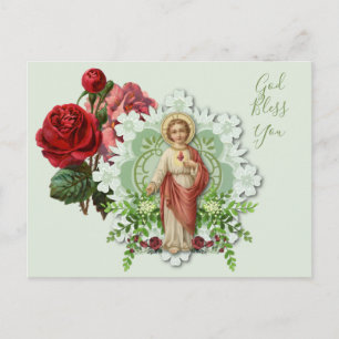 Religiöse Blumen Jesus Katholische Gebete Vintage Postkarte