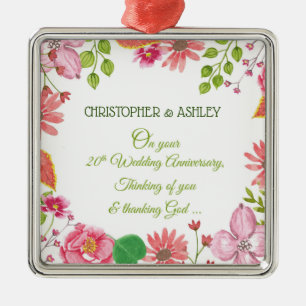 Religiöse Blumen zum 20. Hochzeitstag Ornament Aus Metall