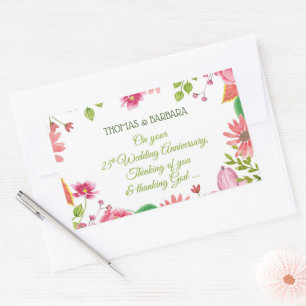 Religiöse Blumen zum 25. Hochzeitstag Rechteckiger Aufkleber