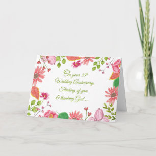 Religiöse Blumen zum 35. Hochzeitstag Karte